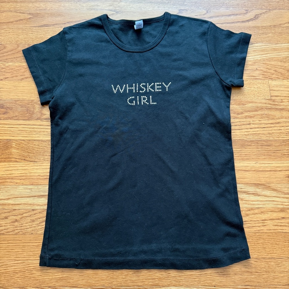 Toby Keith country Whisky Girl gem embellished Y2K black shirt